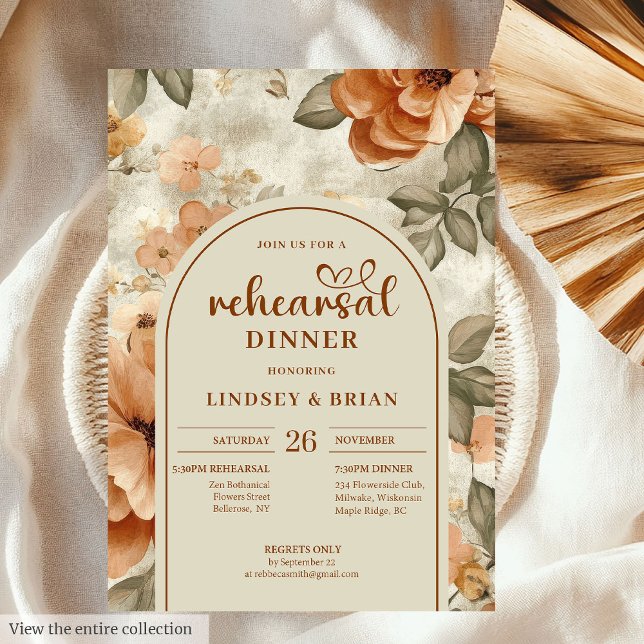 Convite Country Terracotta Beige Sage Watercolor Rehearsal (Country Terracotta Beige Sage Watercolor Rehearsal Invitation

)