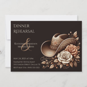 Convite Country Western Cowgirl Hat com Flores