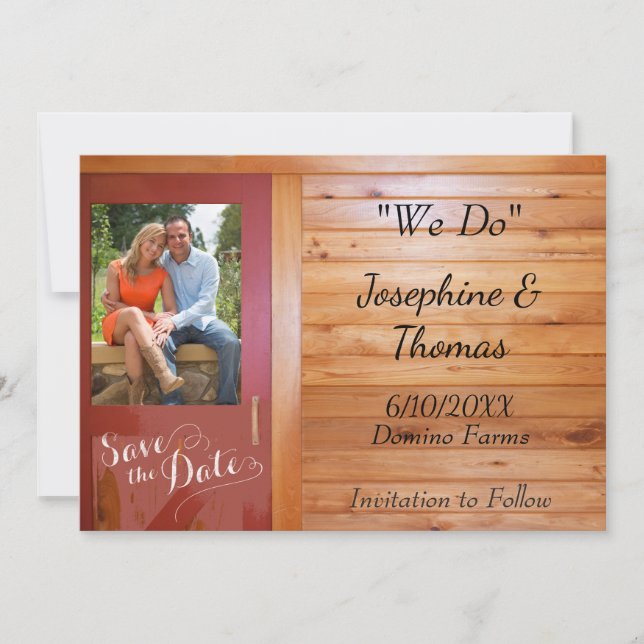 Convite Country Western Photo Save the Date (A Foto Ociden (Frente)