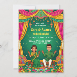 Convite Couple Mehndi Night Ceremony Invitation card