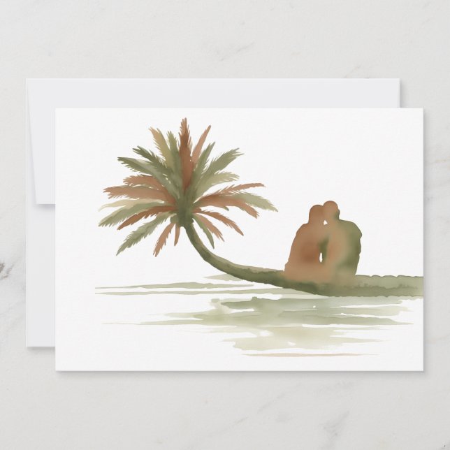 Convite Couple Sitting on Palm Tree (Frente)