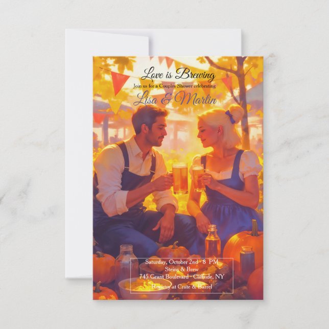Convite Couple Toasting Fall Invitation  (Frente)