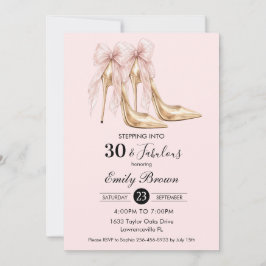 Convite Couquette Blush Bow Fashion Heel 30th Birthday