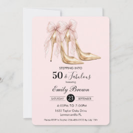 Convite Couquette Blush Bow Fashion Heel 50th Birthday