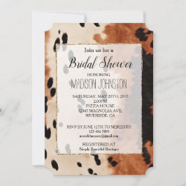 Convite Couro de Vaca Marrom Preto Creme