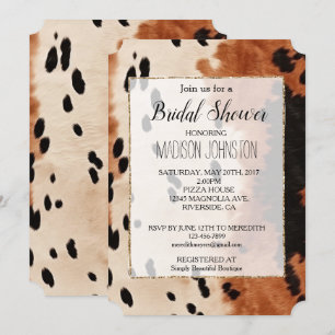 Convite Couro de Vaca Marrom Preto Creme