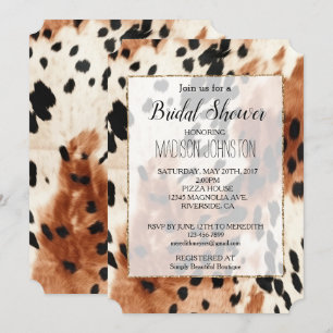 Convite Couro de Vaqueira Marrom Ocidental Creme Animal