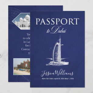 Convite Couro Dubai Passaporte Salvar a Data