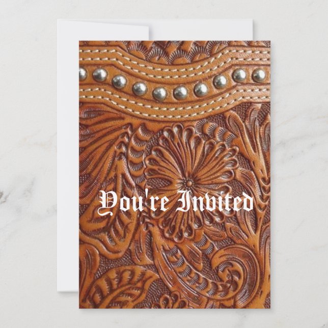 Convite couro enchido teste padrão do país ocidental do (Frente)