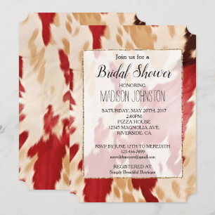 Convite Couro Ocidental Creme Branco Vermelho