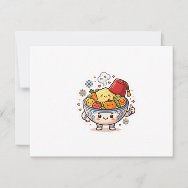 Convite Couscous Marroquino Kawaii - Comida Tradicional Fo (Frente)