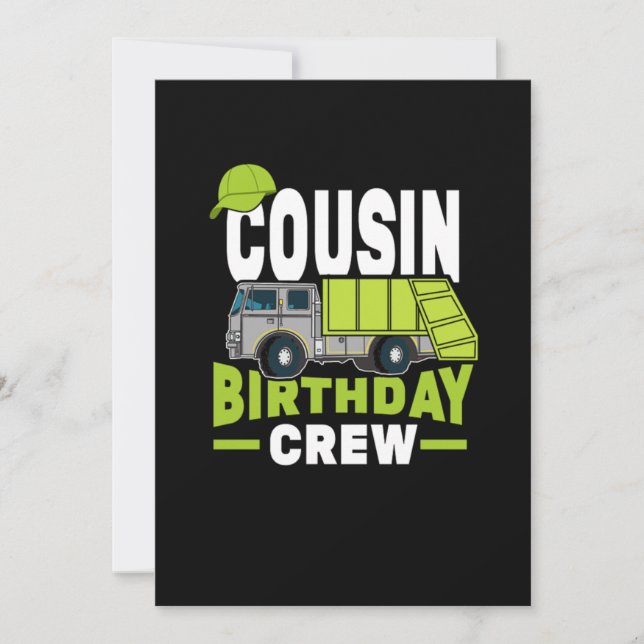 Convite Cousin Birthday Crew Truck (Frente)