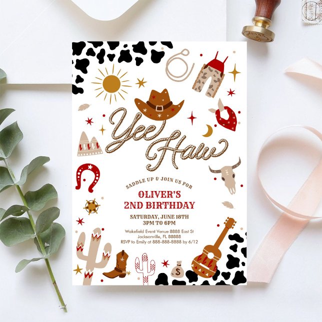 Convite Cowboy Birthday Invitation Boy (Criador carregado)
