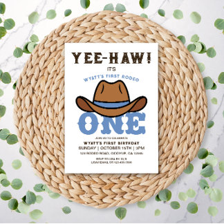 Convite Cowboy Blue First Rodeo Primeiro Aniversário