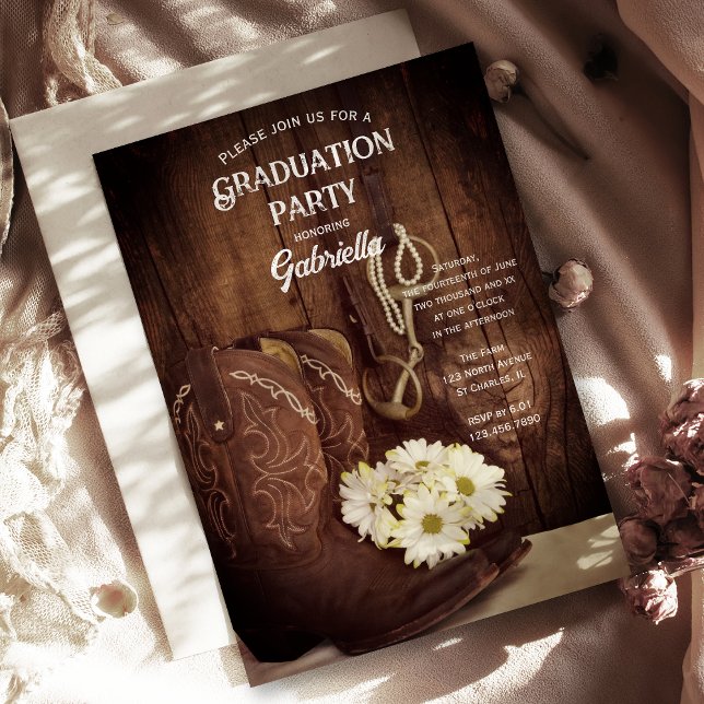 Convite Cowboy Boots and Daisies Western Festa de formatur (Criador carregado)