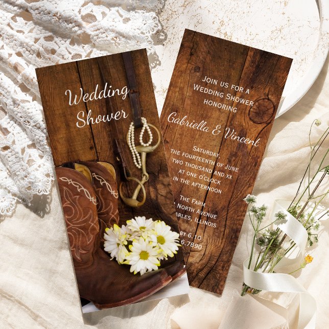 Convite Cowboy Boots Daisie Horse Bit Chá de casamento (Criador carregado)