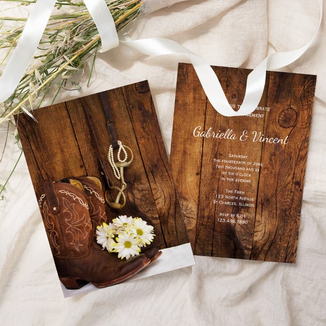Convite Cowboy Boots Daisie Horse Bit Festa de noivado (Criador carregado)