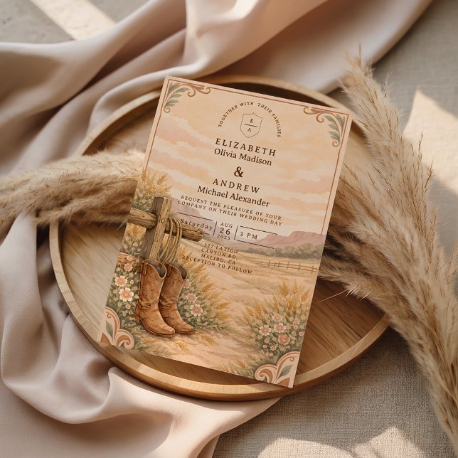 Convite Cowboy Boots Desert Wedding (Criador carregado)