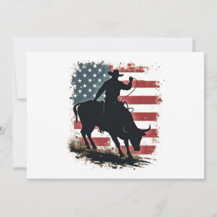 Convite Cowboy Bull Rider Patriota Americana Bandeira Cowb