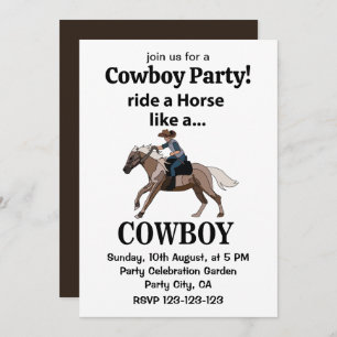Convite Cowboy Caminha Um Cavalo Como Um Cowboy