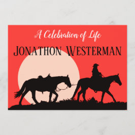 Convite Cowboy cavalaria no Sunset Celebration of Life