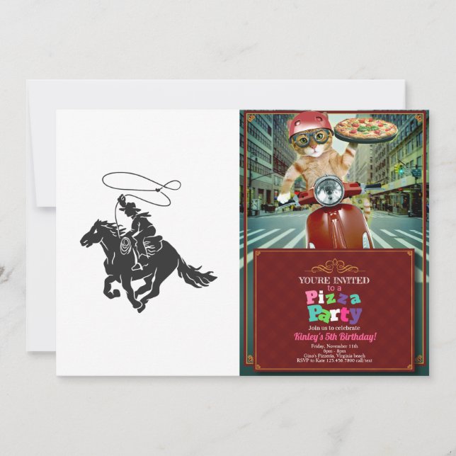 Convite Cowboy correndo de cavalo com lasso (Frente)