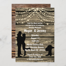 Convite Cowboy Cowgirl Abrindo Corda De Madeira Recepção L