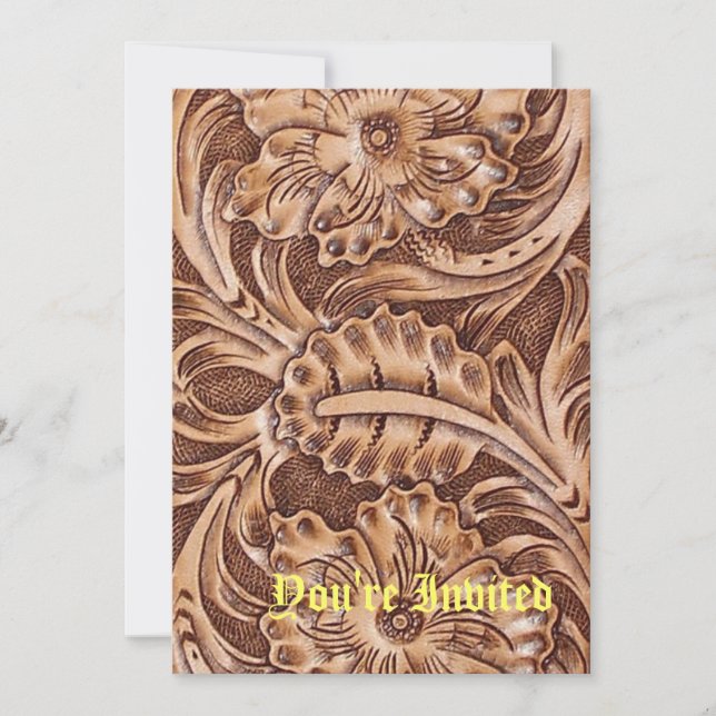 Convite cowboy estandardizado do país ocidental com ferram (Frente)