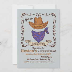 Convite Cowboy Hat e Bandana Azul 2