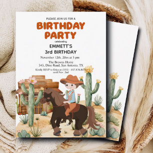 Convite Cowboy na Festa de aniversário de 3 anos de Cavalo