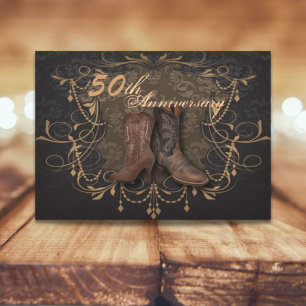 Convite cowboy país ocidental 50º aniversário de casamento