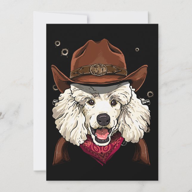 Convite Cowboy Poodle Western Rodeo Cowboy Hat e Bandana (Frente)