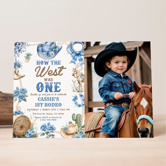 Convite Cowboy Rodeo 1st Birthday How The West Was One Inv (Criador carregado)
