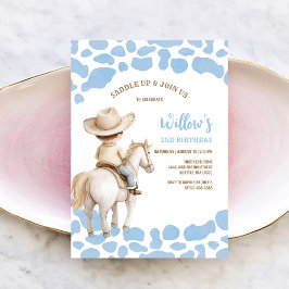 Convite Cowboy Rodeo Blue Birthday