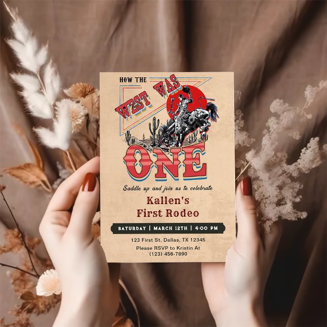 Convite Cowboy Rodeo primeiro aniversario Como O Ocidente  (Criador carregado)
