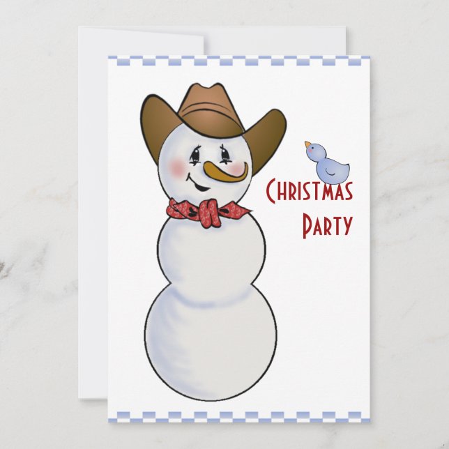 Convite Cowboy Snowman em Red Bandana (Frente)