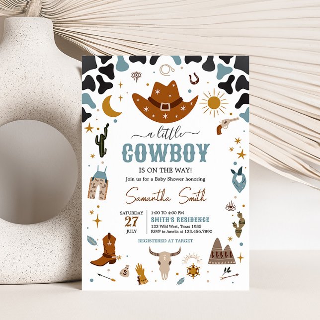 Convite Cowboy Wild West Chá de fraldas (Country Western Rodeo Baby Shower Invitation)
