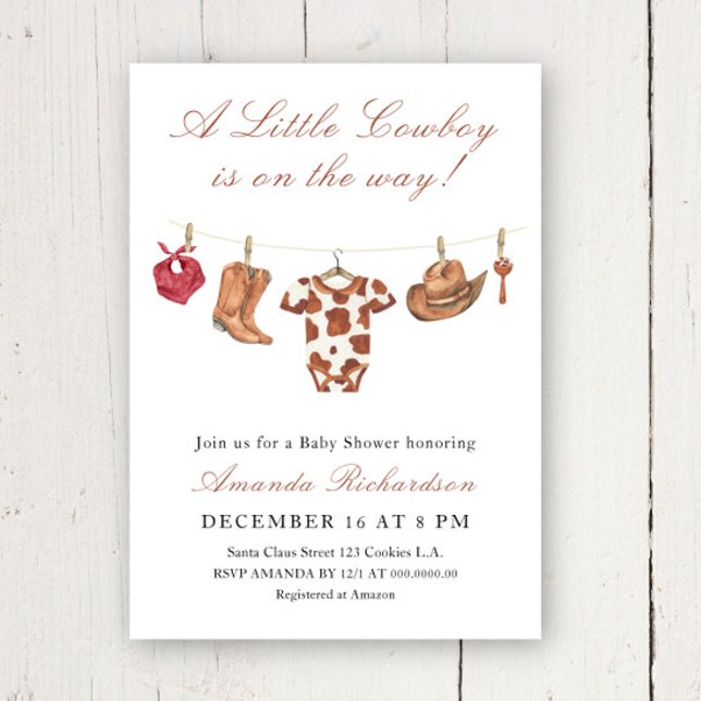 Convite Cowboy Wild West Rodeo Baby Shower (Criador carregado)