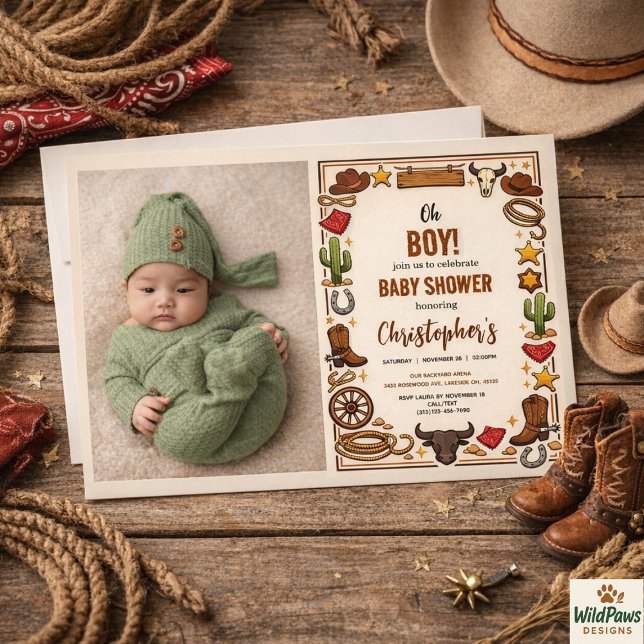 Convite Cowboy Wild West Rodeo Ranch | Rustic Western Baby (Cowboy Wild West Rodeo Ranch | Rustic Western Baby Invitation
)