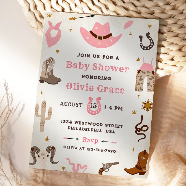 Convite Cowboy Wild West Rodeo Western Girl Chá de fraldas (Criador carregado)