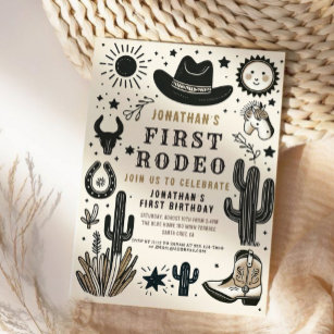 Convite Cowboy Wild Western First Rodeo Primeiro Aniversár