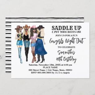 Convite Cowboys Saddle No Aniversário Ocidental