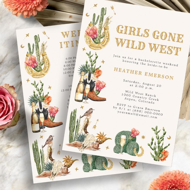 Convite Cowgirl Bachelorette (Girl Gone Wild West Cowgirl Bachelorette Invitation by Painted Paperie
)