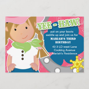 Convite Cowgirl Birthday Invitation Blond