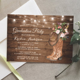 Convite Cowgirl Boots Graduation Party Invitation