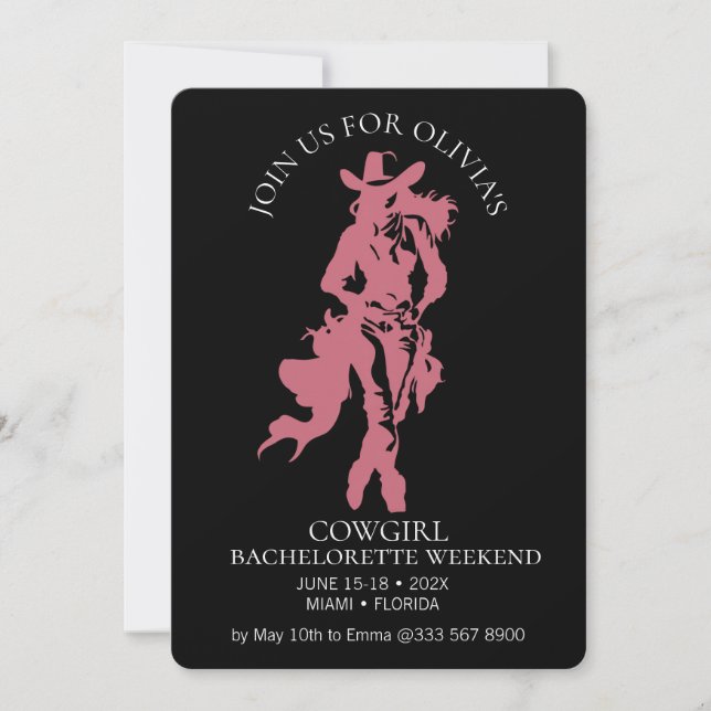 Convite Cowgirl Crew Bachelorette Bash (Frente)