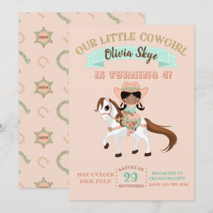 Convite Cowgirl em cavalo garotas aniversario etnico