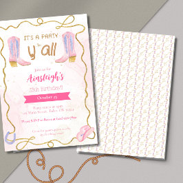 Convite Cowgirl Pink Boots Western Festa de aniversário