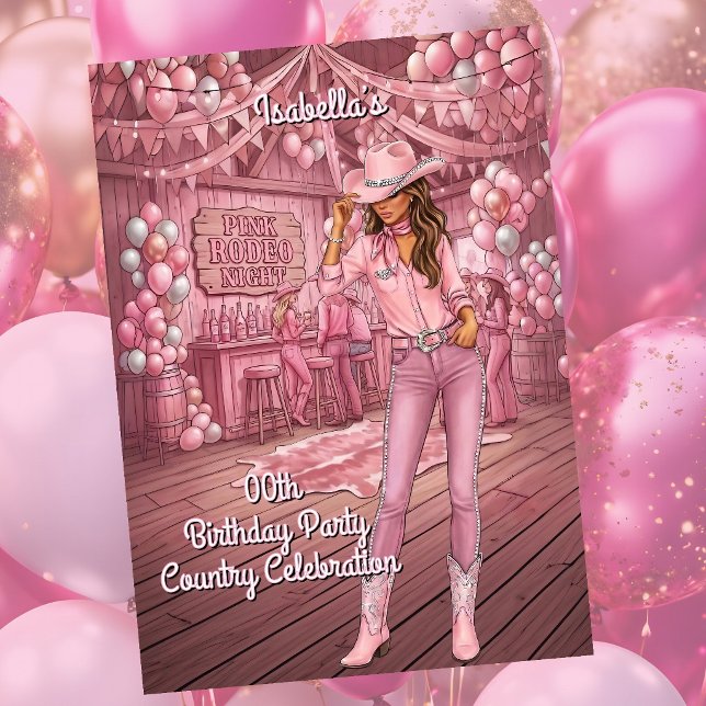 Convite Cowgirl Pink Country Ranch Bar Birthday Party (Criador carregado)