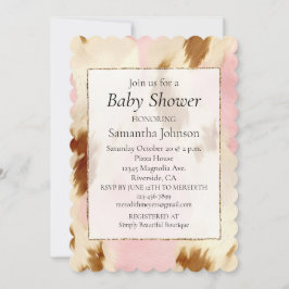 Convite Cowgirl Pink Cream Brown Cowhide